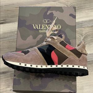 Valentino Garavani Women’s Suede and Camo Studded Sneakers 7.5